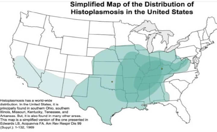 Map of Histoplasmosis Area in US